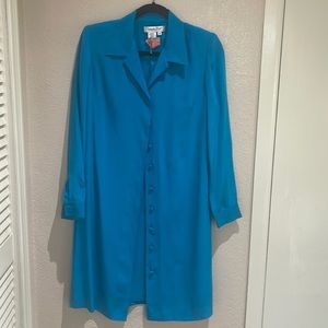 Vintage Coldwater Creek silk dress P 8 Beautiful teal blue!